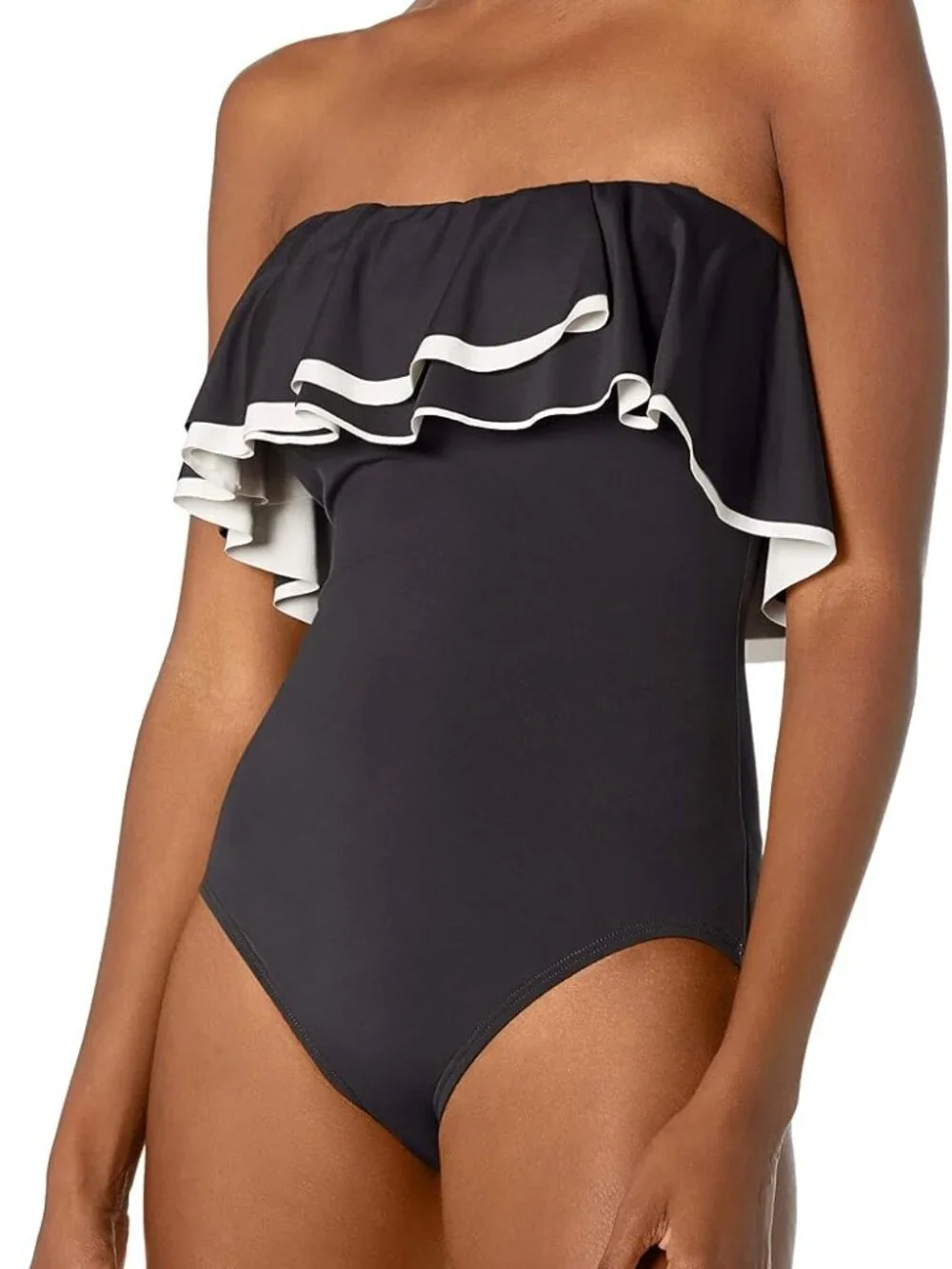 Coco Reef Womens Contours Ruffled Strapless One Piece Swimsuit